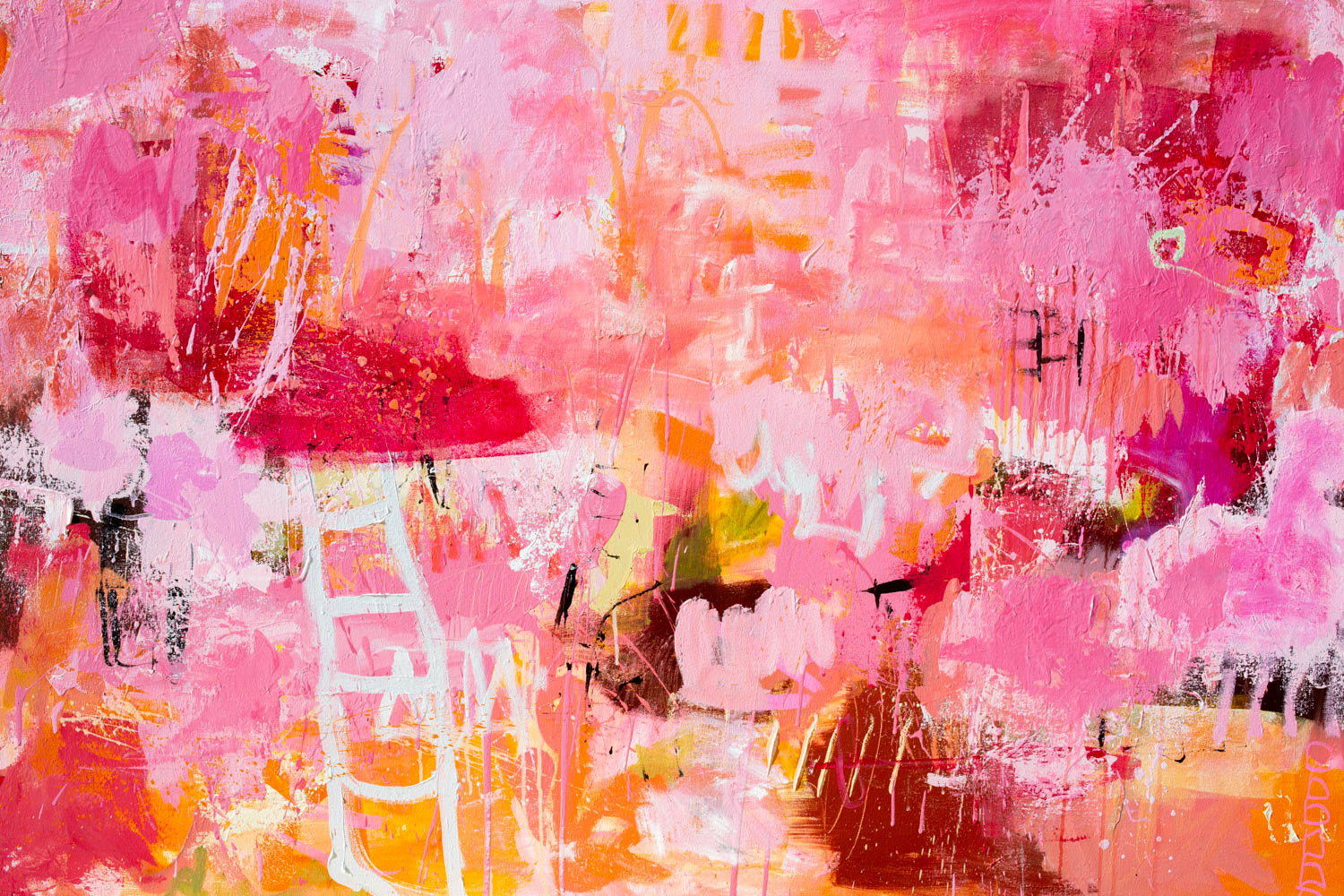 Original acrylic painting / Australian high quality Artist / abstract expressionism / canvas / pink /