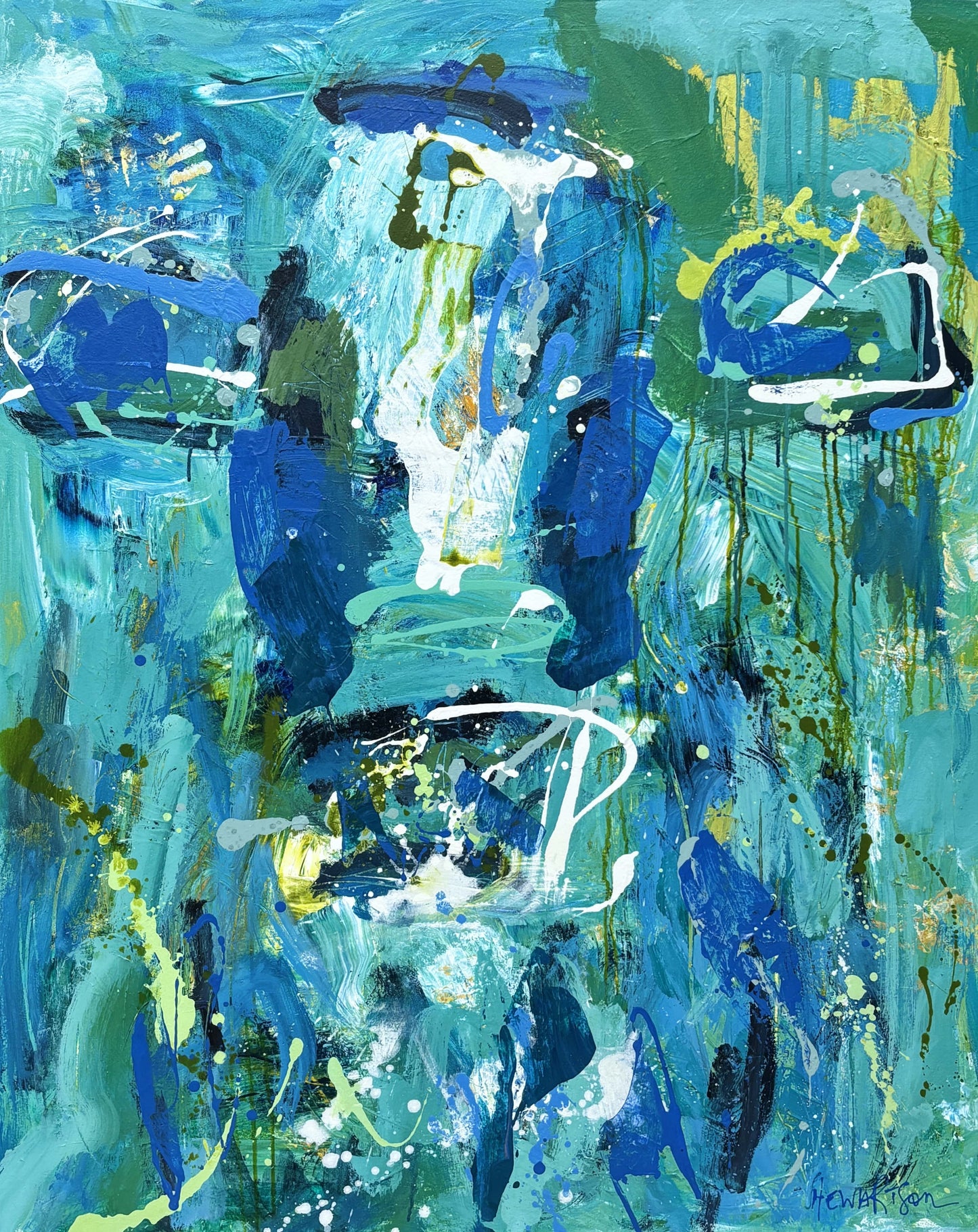 Albert- Abstract Cow Painting by Australian Artist Rose Hewartson Original Abstract Painting on Canvas Framed 99x123 cm Statement Piece