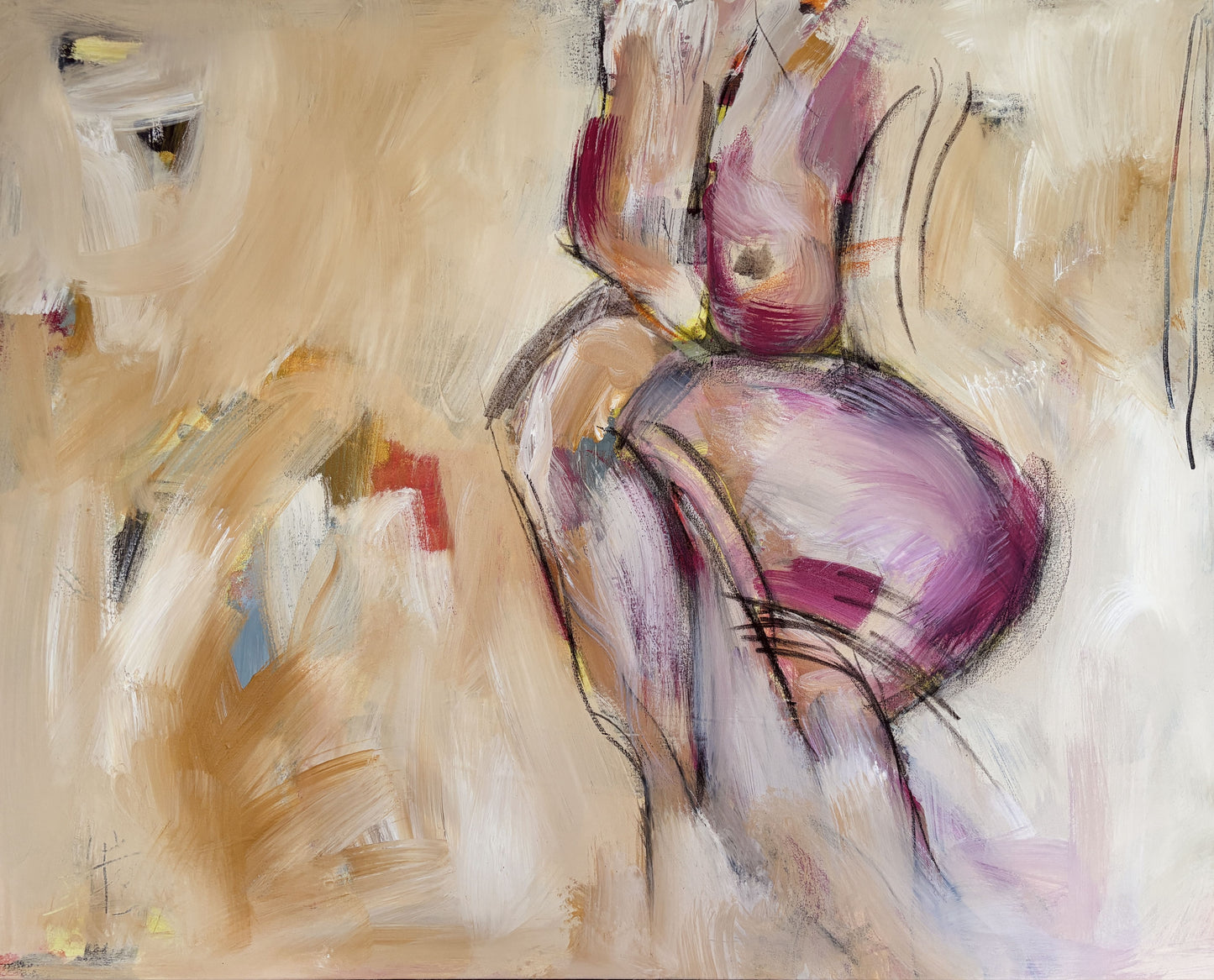 Radiance - by Australian Artist Rose Hewartson Original Figurative Abstract Painting on Canvas Framed 99x123 cm Statement Piece