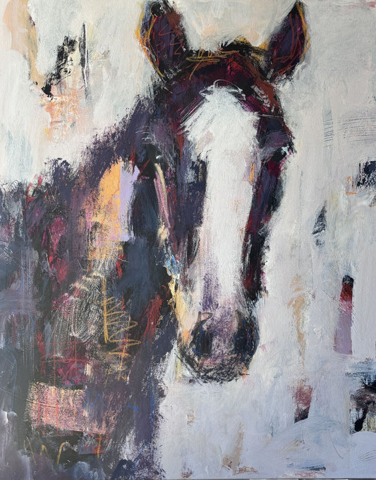 Spirit- Abstract Horse by Australian Artist Rose Hewartson Original Abstract Painting on Canvas Framed 99x123 cm Statement Piece