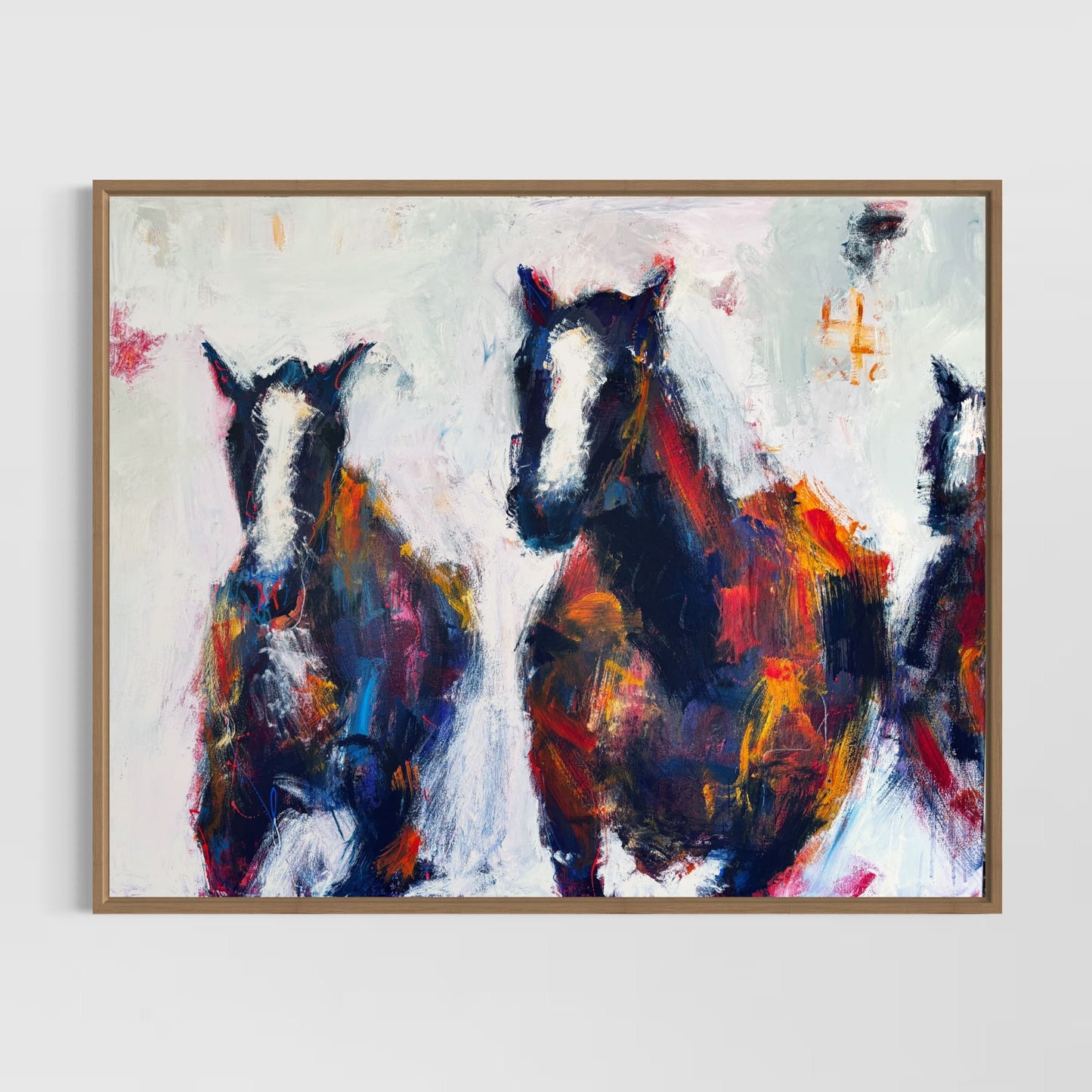 Wild and Free Abstract Horse Painting by Australian Artist Rose Hewartson Original Abstract Painting on Canvas Framed 99x123 cm Statement Piece