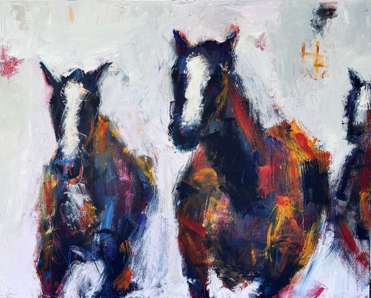 Wild and Free Abstract Horse Painting by Australian Artist Rose Hewartson Original Abstract Painting on Canvas Framed 99x123 cm Statement Piece